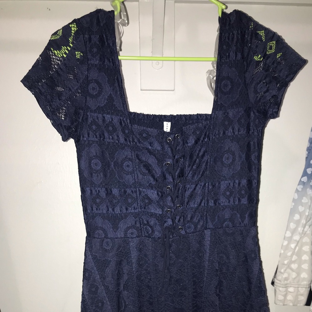 Blue laces mini dress